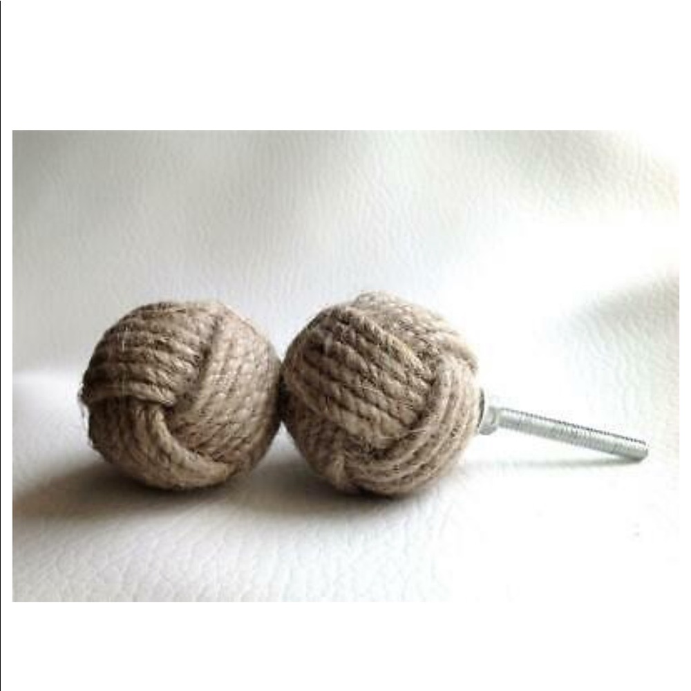 Hand woven jute drawer knobs